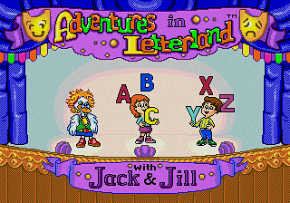 Adventures in Letter Land with Jack & Jill title screen for Sega Pico